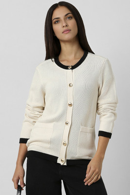 VAN HEUSEN Self Design Round Neck Casual Women Beige Sweater