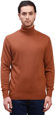 COLORPLUS Solid High Neck Casual Men Brown Sweater