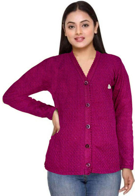 swater Solid V Neck Formal Women Pink Sweater