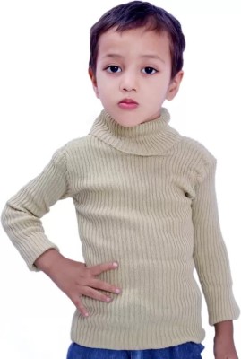 Shreesai Solid High Neck Casual Baby Boys Brown Sweater