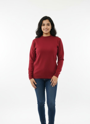 Aryans Design Den Solid High Neck Casual Women Brown Sweater