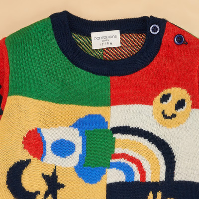 Pantaloons Baby Printed Round Neck Casual Baby Boys Multicolor Sweater