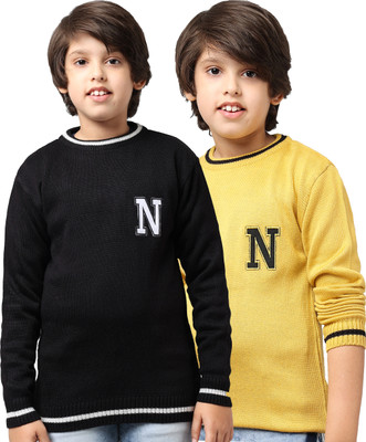 Fit N Fame Printed Round Neck Casual Boys & Girls Multicolor Sweater