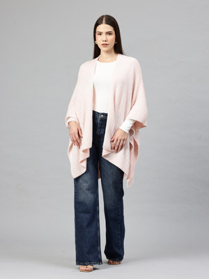 PIERRE CARLO Self Design V Neck Casual Women Pink Sweater