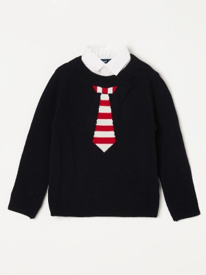 Juniors by Lifestyle Striped Round Neck Casual Baby Boys Blue Sweater