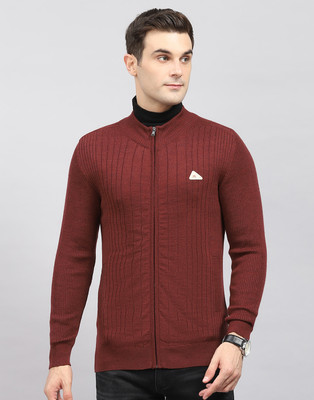 MONTE CARLO Solid Round Neck Casual Men Maroon Sweater