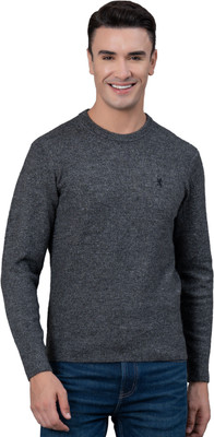 RED TAPE Self Design Round Neck Casual Men Black Sweater