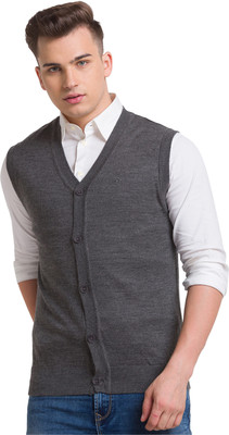 COLORPLUS Solid V Neck Casual Men Grey Sweater