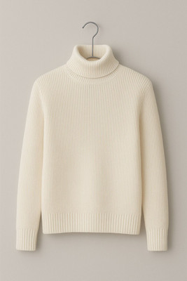 NEO10 Solid Turtle Neck Formal Men White Sweater