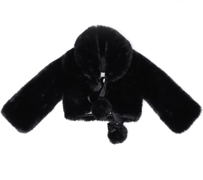 Yellow Apple Woven Round Neck Casual Baby Girls Black Sweater