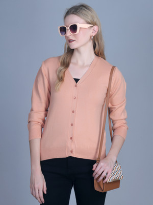 OBAAN Solid V Neck Casual Women Pink Sweater