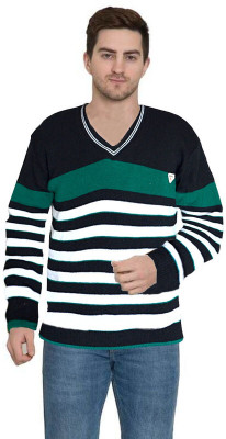 Parth Fashion Striped V Neck Casual Men Multicolor Sweater