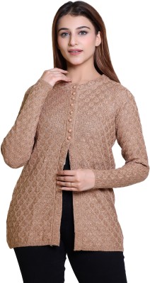 Varenyam Self Design Round Neck Casual Women Beige Sweater