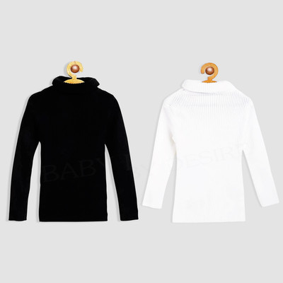 Baby Desire Solid High Neck Casual Baby Boys & Baby Girls Black, White Sweater