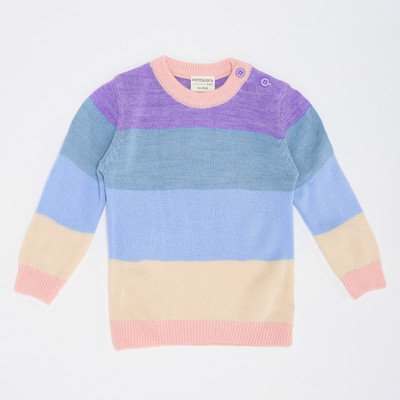 Pantaloons Baby Colorblock Round Neck Casual Girls Multicolor Sweater