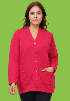 jorden4u Solid V Neck Casual Women Pink Sweater