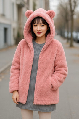 FRKE Solid Round Neck Casual Women Pink Sweater