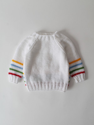 Woonie Self Design Round Neck Casual Baby Boys & Baby Girls White Sweater
