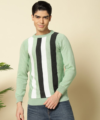 HELL BOUND Striped Round Neck Casual Men Multicolor Sweater