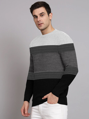urban trees Colorblock Round Neck Casual Men Multicolor Sweater