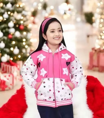 LAMIYA DRESSES Floral Print Hooded Neck Casual Girls Pink Sweater