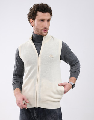 MONTE CARLO Solid High Neck Casual Men Beige Sweater