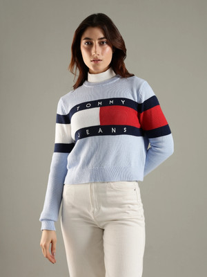 TOMMY HILFIGER Striped Round Neck Casual Women Multicolor Sweater