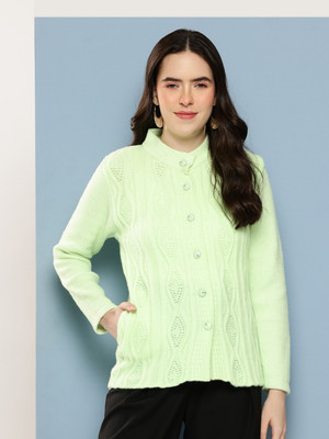 METRONAUT Self Design Round Neck Casual Women Green Sweater