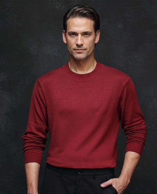 RARE RABBIT Solid Round Neck Casual Men Red Sweater