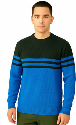 VKFcollection Striped Round Neck Casual Men Multicolor Sweater