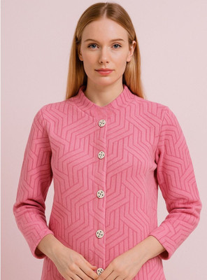 urban trees Argyle Mandarin Neck Casual Women Pink Sweater