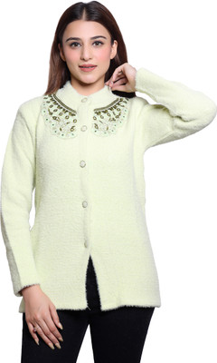 hrd7 Self Design Round Neck Casual Women Light Green Sweater