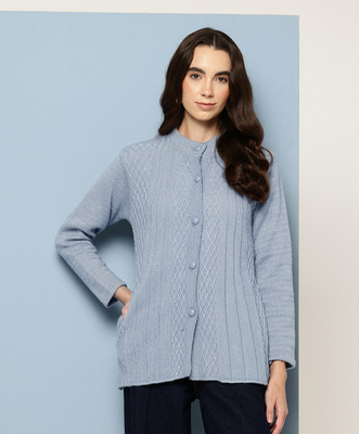 METRONAUT Self Design Collared Neck Casual Women Grey Sweater