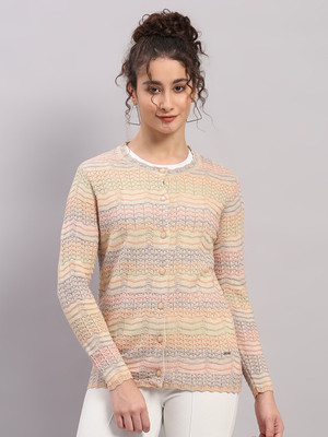 MONTE CARLO Self Design Round Neck Casual Women Pink Sweater