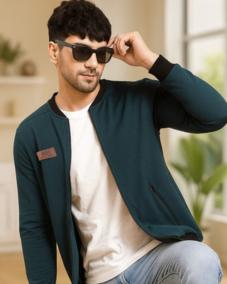 RIGO Solid Mandarin Neck Casual Men Green, Black Sweater