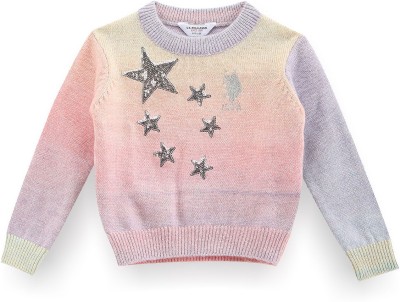 U.S. POLO ASSN. Embellished Crew Neck Casual Girls Multicolor Sweater