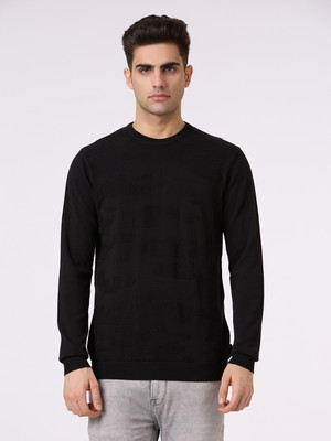 Pepe Jeans Solid Round Neck Casual Men Black Sweater