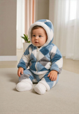 Asent Printed Hooded Neck Casual Baby Boys & Baby Girls Blue Sweater