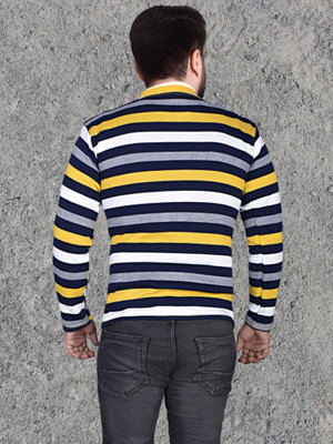 Marc Luarente Striped Round Neck Casual Men Multicolor Sweater