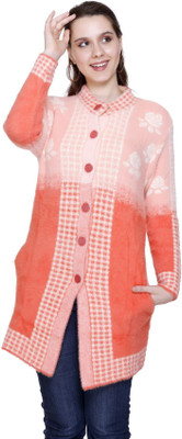 HITTIKA Self Design Round Neck Casual Women Orange, Pink Sweater