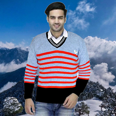 Vhs Fashion Woven V Neck Party Men Reversible Red Sweater