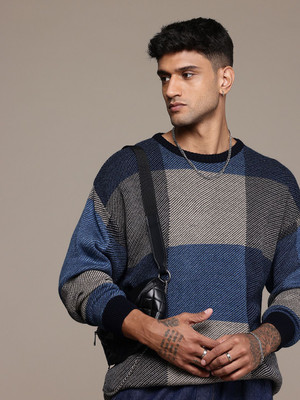 Roadster Colorblock Round Neck Casual Men Multicolor Sweater