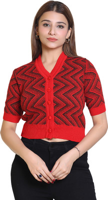 METRONAUT Self Design V Neck Casual Women Multicolor Sweater