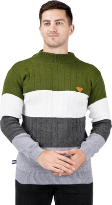 LUFEEP Striped Round Neck Casual Men Multicolor Sweater
