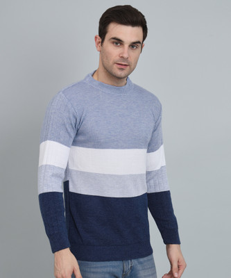 WILLEY Colorblock Round Neck Casual Men Multicolor Sweater