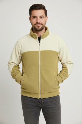 FRKE Self Design High Neck Casual Men White, Light Green Sweater