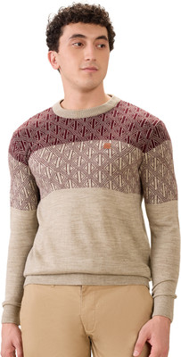 COLORPLUS Geometric Print Round Neck Casual Men Multicolor Sweater