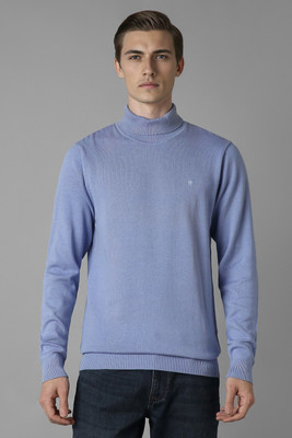 LOUIS PHILIPPE Solid Turtle Neck Formal Men Light Blue Sweater