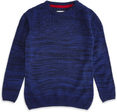 Pantaloons Junior Solid Round Neck Casual Boys Dark Blue Sweater
