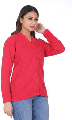 Shunit creation Self Design Round Neck Casual Women Pink Sweater
